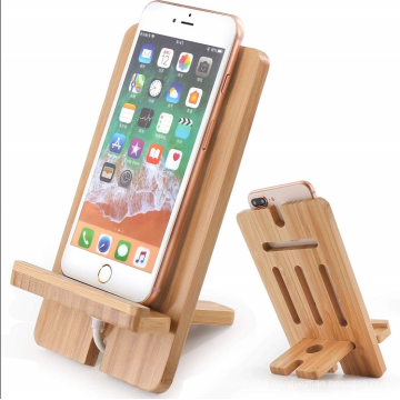 2021 Environmentally Friendly Adjustable Bamboo Phone Stand Desktop Tablet Holder Portable Cell Phone Holde